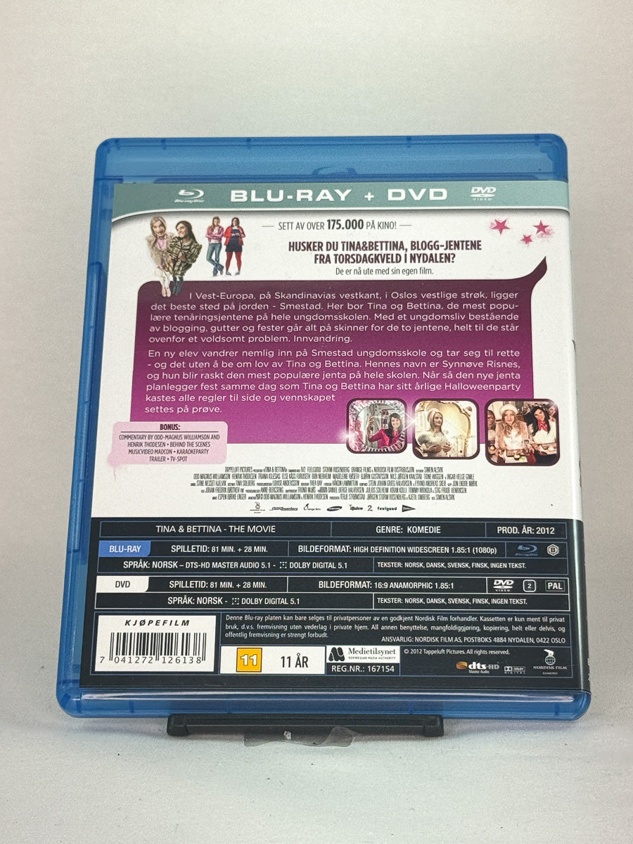 Bakside av Blu-ray-cover til Tina & Bettina: The Movie – brukt norsk Blu-ray-film tilgjengelig hos Brukbar Film
