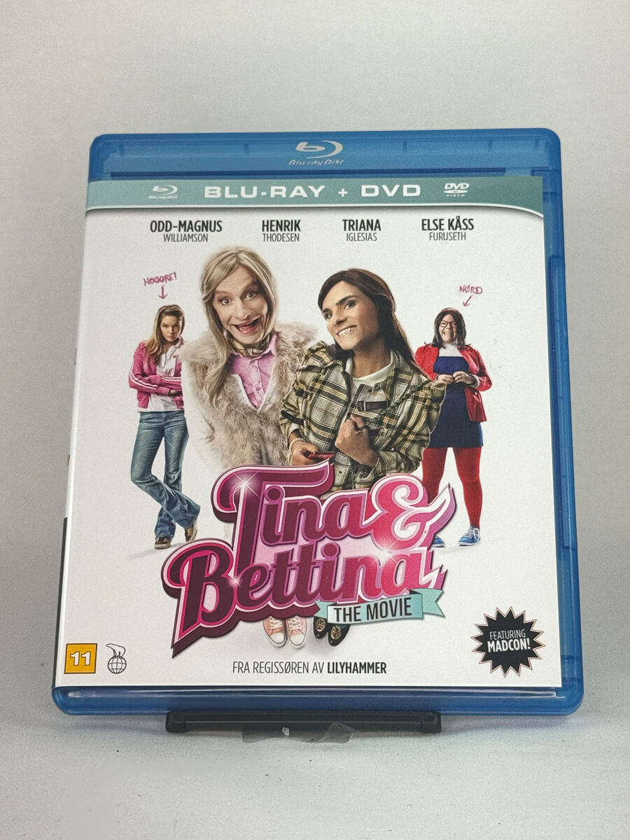 Forside av Blu-ray-cover til Tina & Bettina: The Movie – norsk ungdomskomedie, brukte filmer og serier på Blu-ray fra Brukbar Film