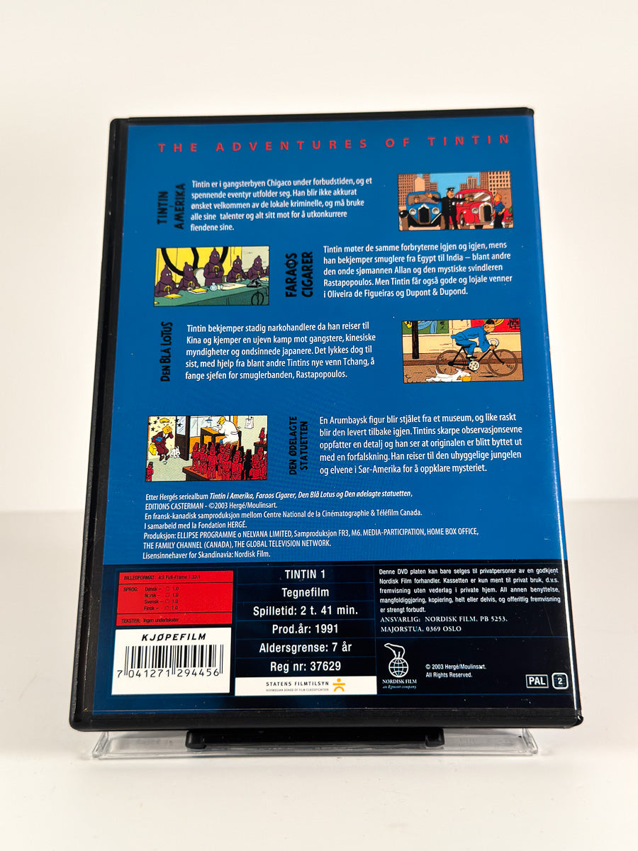 Bakside av cover til Tintin på DVD