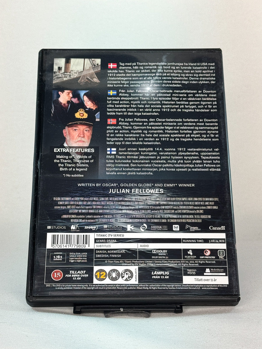 Bakside av DVD-cover til Titanic ITV miniserie, bruktfilm hos nettbutikken Brukbar Film