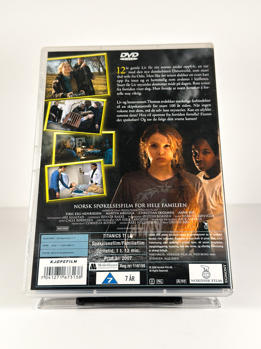 Bakside av cover til Titanics ti liv på DVD