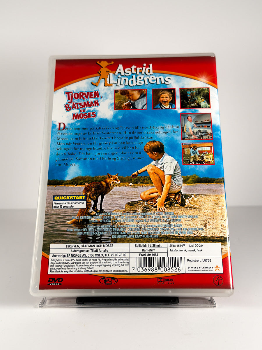 Bakside av cover til Tjorven, Båtsman og Moses på DVD