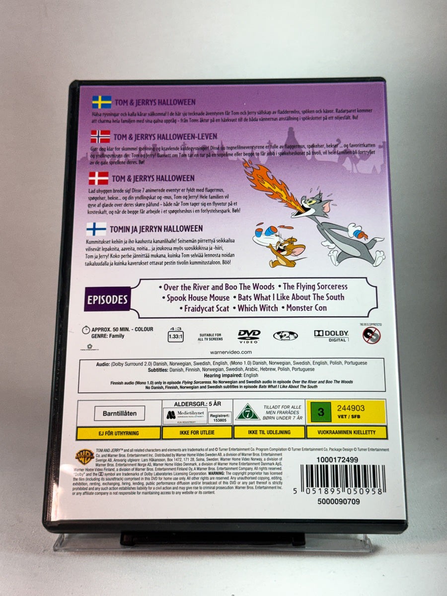 Bakside av cover til Tom and Jerry’s Halloween Hi-Jinks, bruktfilm hos nettbutikken Brukbar Film