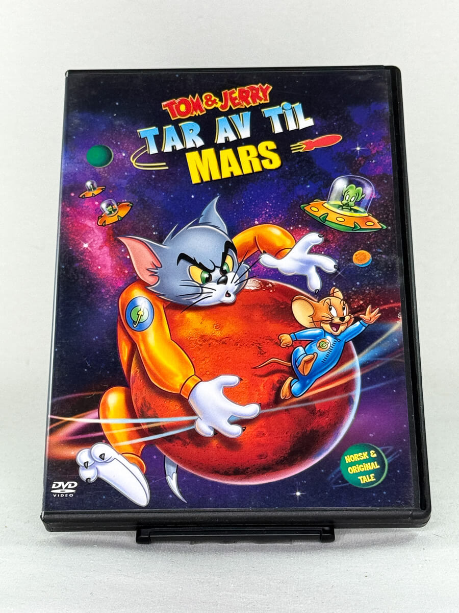 DVD-cover-forside til filmen Tom & Jerry tar av til Mars – Brukt DVD fra nettbutikken Brukbar Film