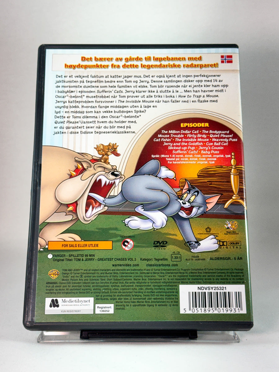 Bakside av DVD-cover til Tom & Jerrys beste episoder – Volum 2, brukt original DVD hos Brukbar Film