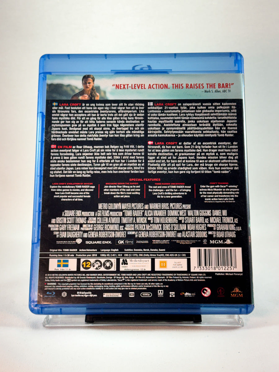 Bakside av cover til Tomb Raider, brukt Blu-ray hos Brukbar Film