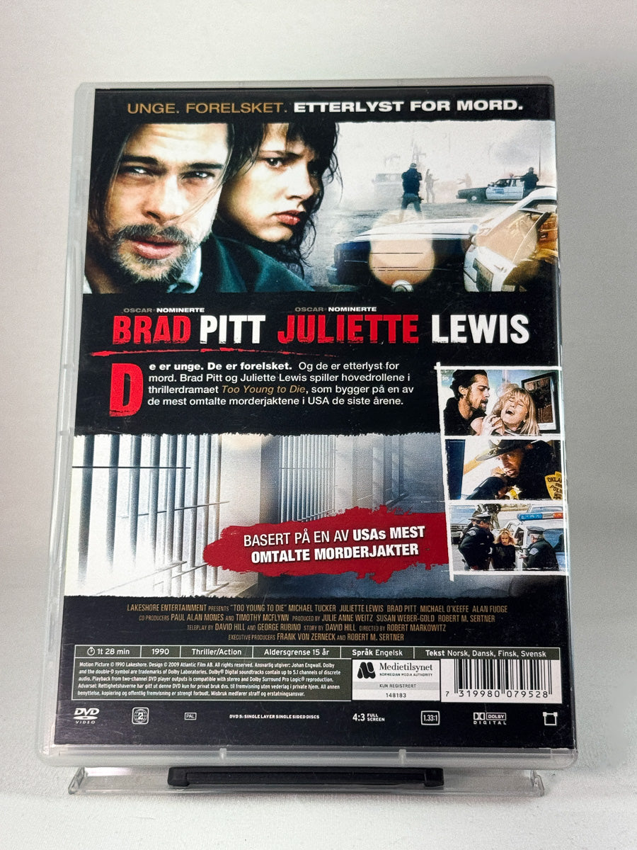 Bakside av DVD-cover til Too Young to Die, bruktfilm hos nettbutikken Brukbar Film