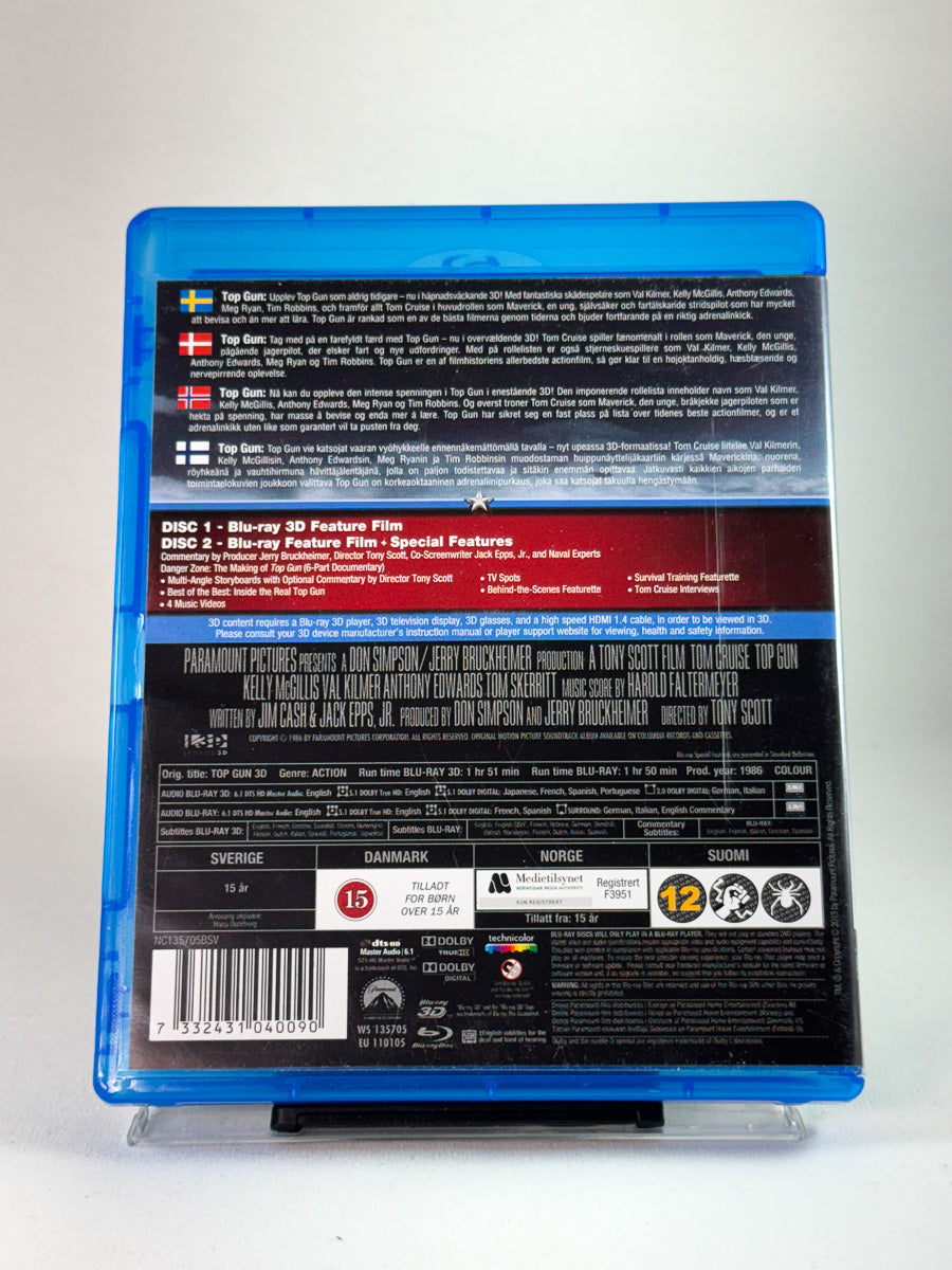Bakside av DVD-cover til Top Gun (Blu-ray 3D), bruktfilm hos nettbutikken Brukbar Film
