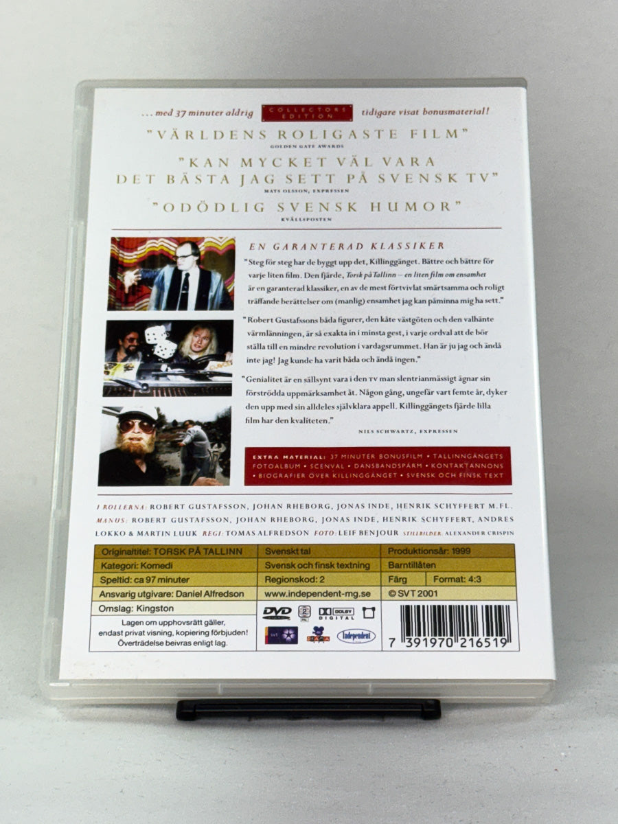 DVD-bakside til filmen Torsk på Tallinn
Baksiden viser info, spesifikasjoner og eventuell ekstratekst – produktbilde fra nettbutikken Brukbar Film