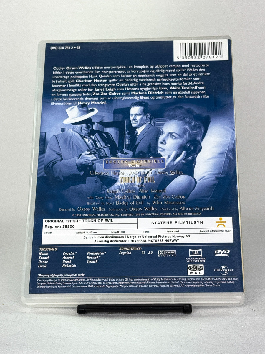Bakside av Touch of Evil DVD-cover – klassisk brukt DVD-film i nettbutikken Brukbar Film