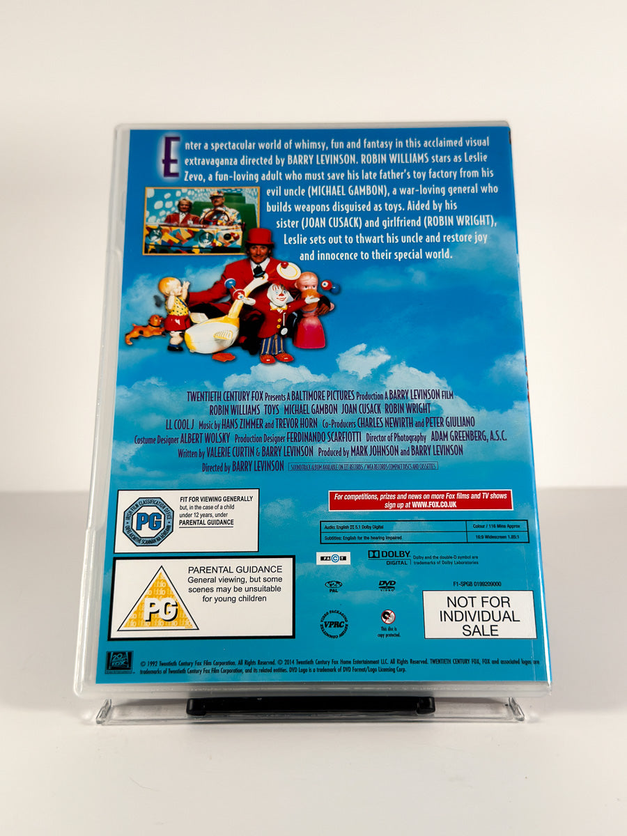Bakside av cover til Toys på DVD