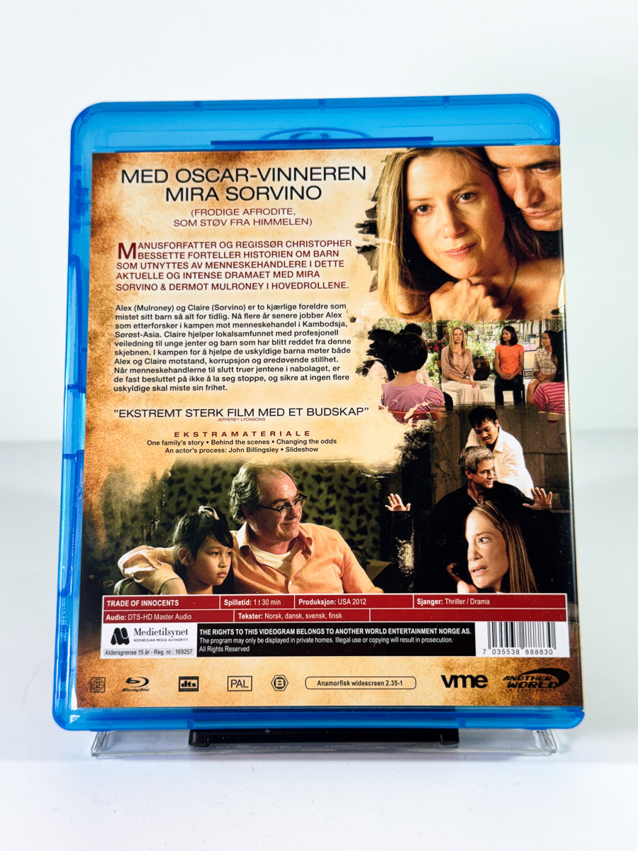 Bakside av cover til Trade of Innocents, brukt original Blu-ray hos Brukbar Film
