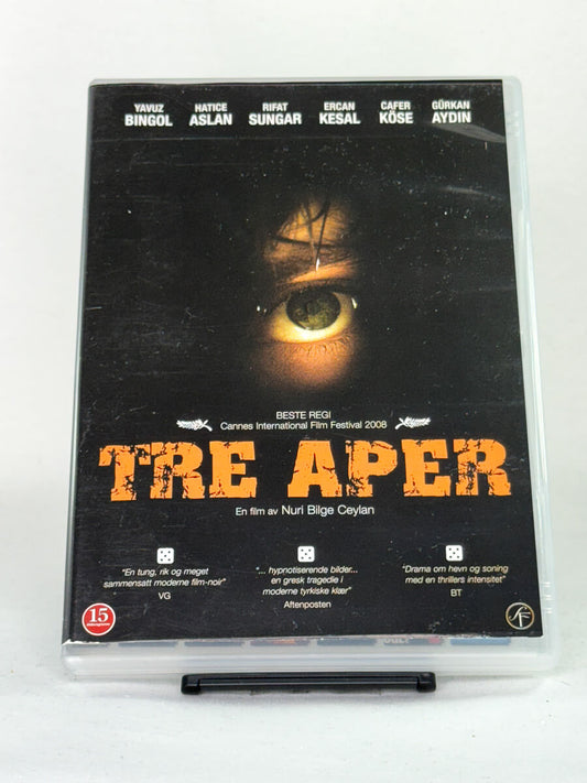 DVD-cover-forside til filmen Tre aper, brukt DVD hos Brukbar Film
