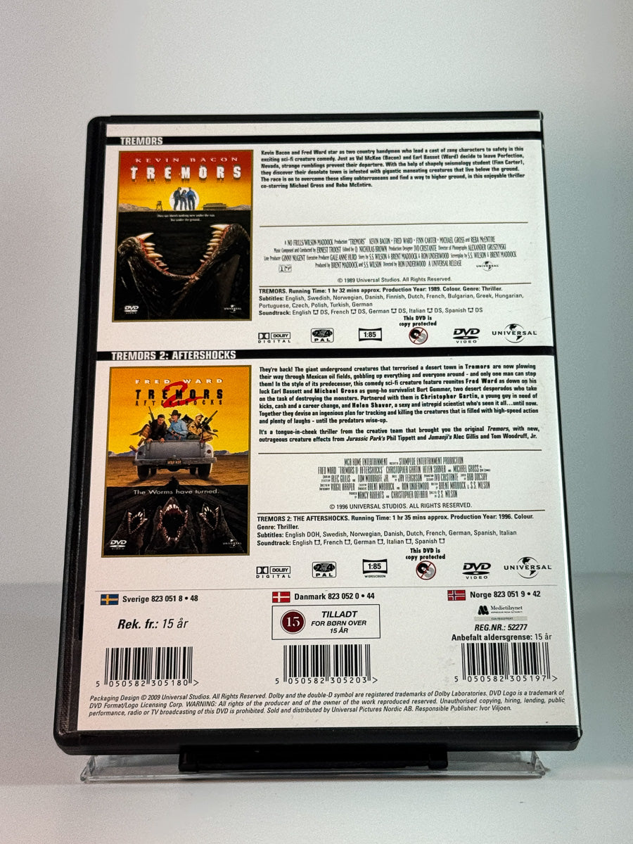 Bakside av cover til Tremors Double, bruktfilm hos nettbutikken Brukbar Film