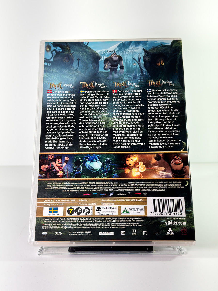 Bakside av cover til Troll Kongens hale, bruktfilm på DVD hos Brukbar Film