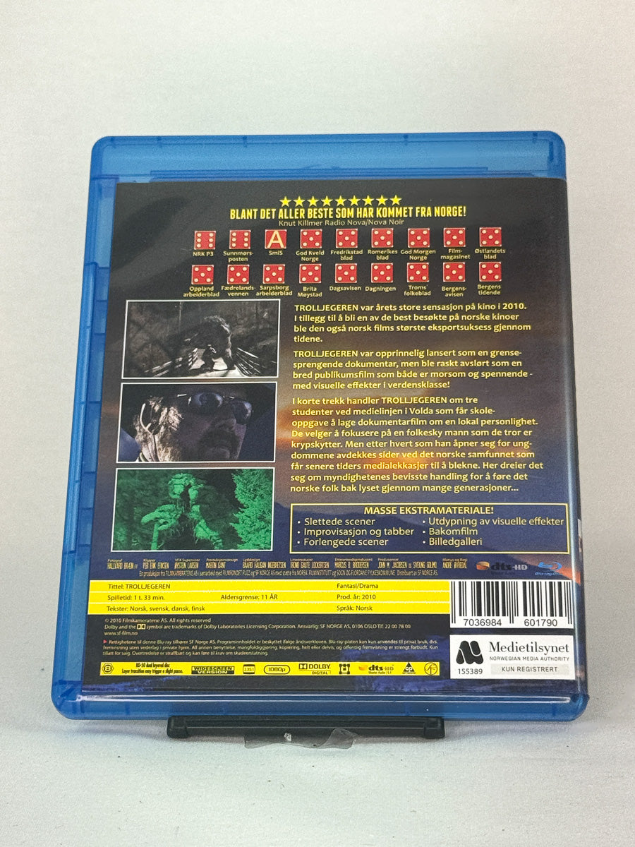 Bakside av Blu-ray-cover for filmen Trolljegeren – brukt norsk film på Blu-ray, kjøp hos Brukbar Film