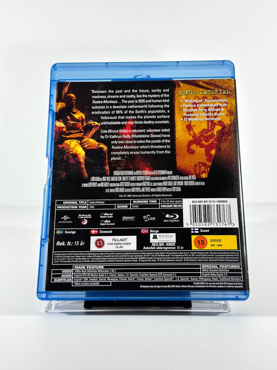 Bakside av cover til Twelve Monkeys på Blu-ray