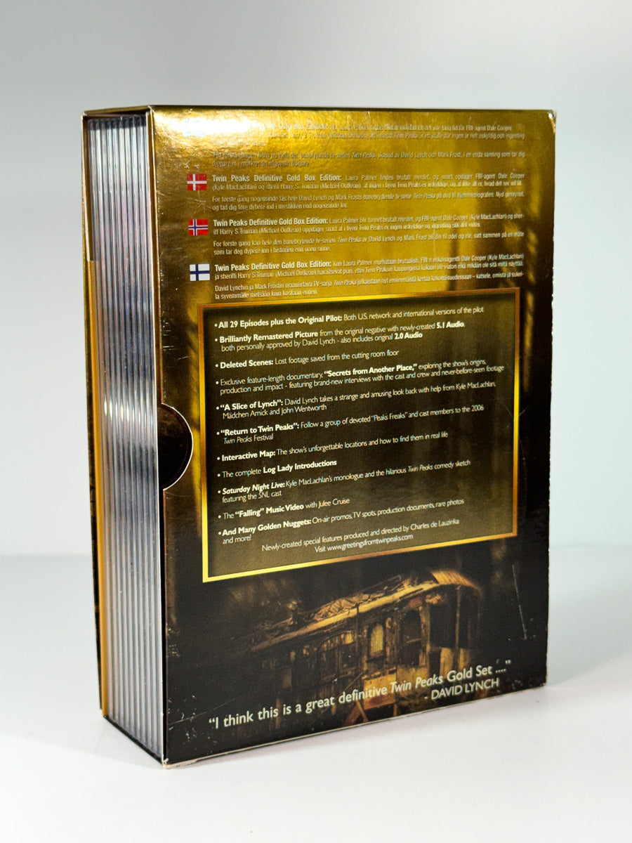 Bakside av cover til Twin Peaks – Definitive Gold Box Edition, brukt original DVD hos Brukbar Film