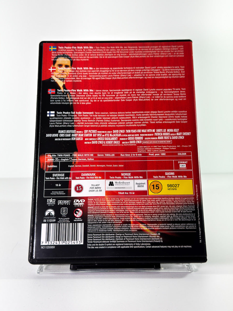 Bakside av cover til Twin Peaks Fire Walk With Me, brukt original DVD hos Brukbar Film