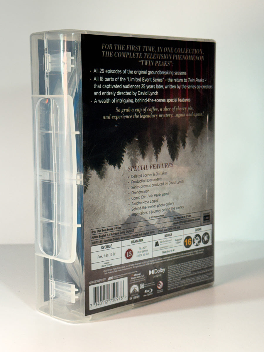 Bakside av cover til twin peaks: the television collection, bruktfilm hos nettbutikken Brukbar Film
