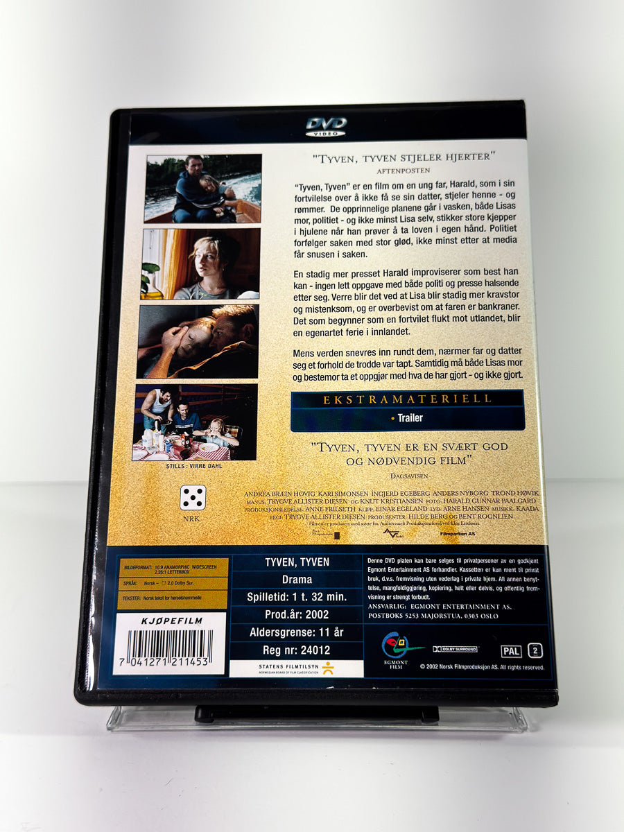 Bakside av cover til Tyven Tyven, brukt original DVD hos Brukbar Film