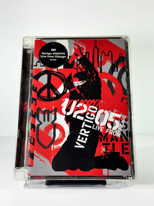 Forside av cover til u2 vertigo 2005 live from chicago, bruktfilm på DVD hos Brukbar Film