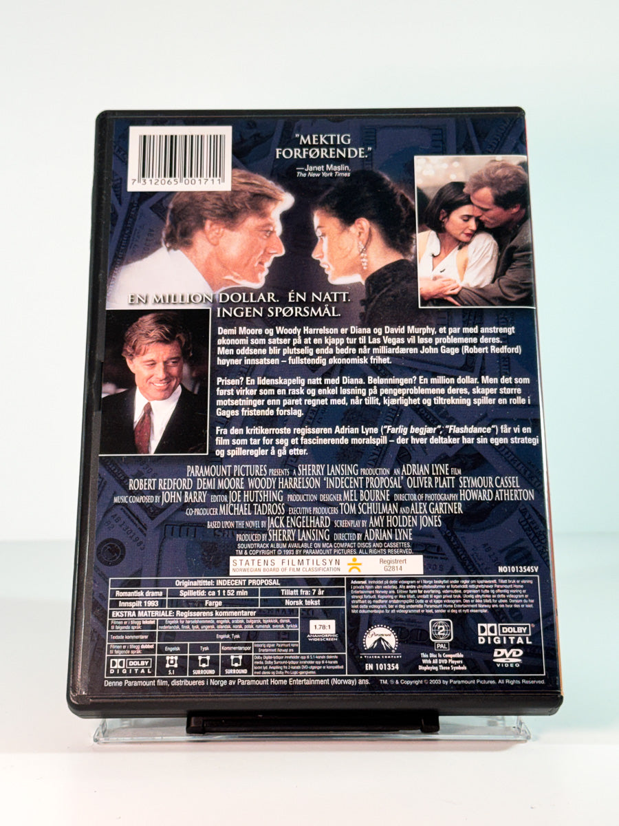 Bakside av cover til Uanstendig forslag, brukt original DVD hos Brukbar Film
