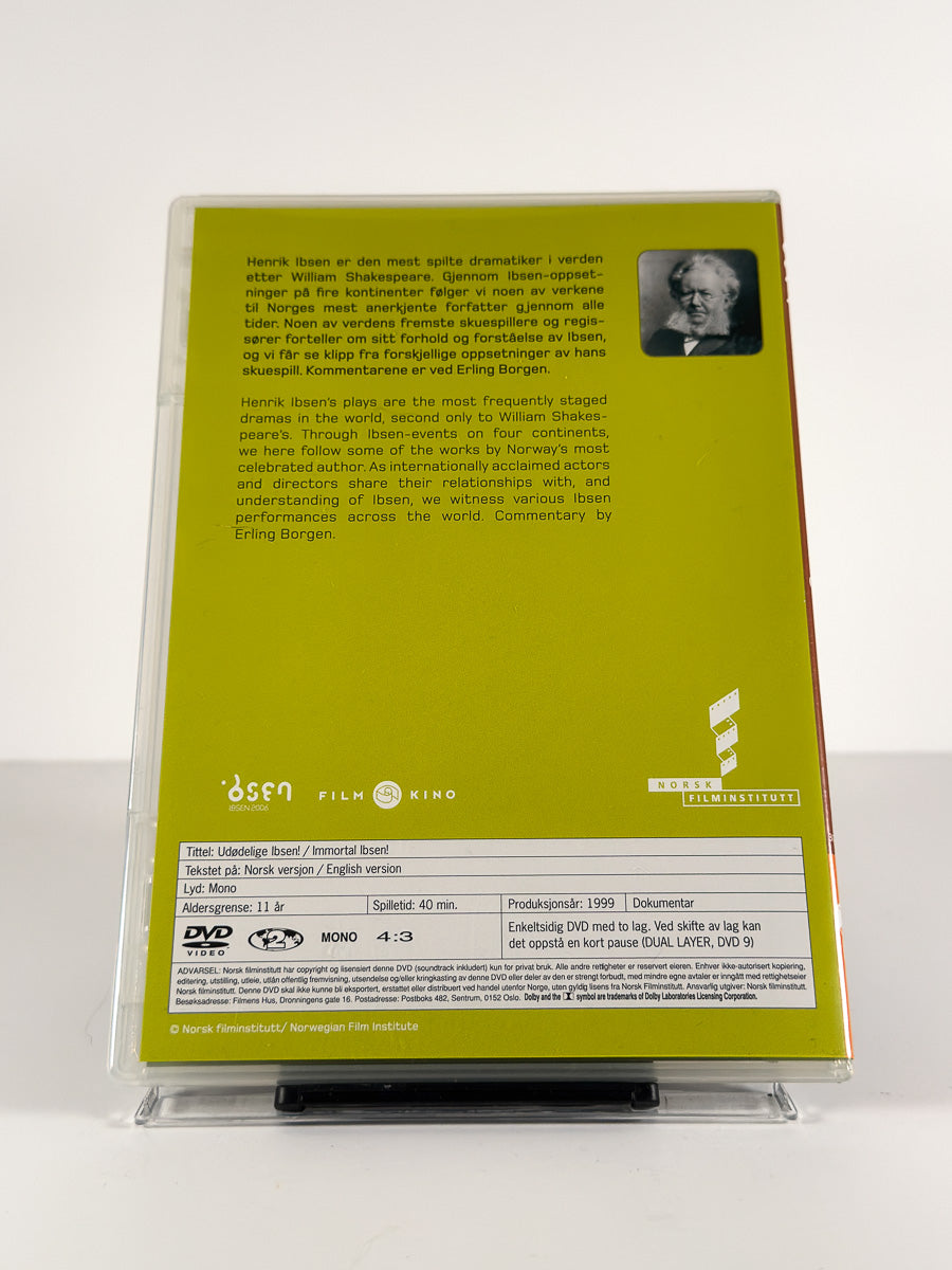 Bakside av cover til Udødelige Ibsen! Immortal Ibsen! på DVD