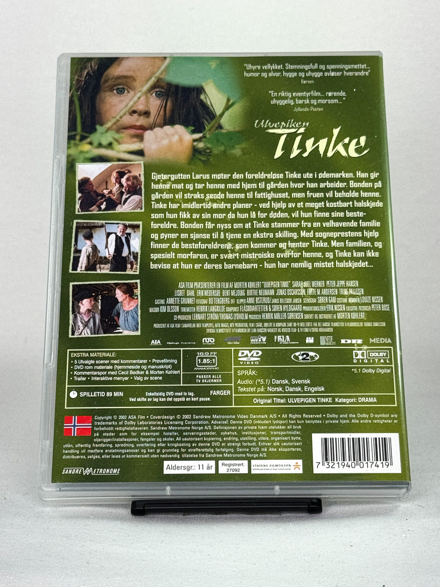 Bakside av Ulvepiken Tinke DVD-cover – brukt DVD-film for barn og familie hos Brukbar Film