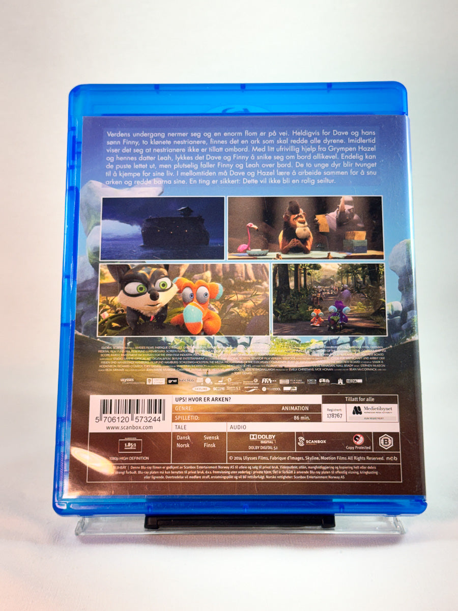 Bakside av cover til Ups! Hvor er Arken? Brukt Blu-ray hos Brukbar Film