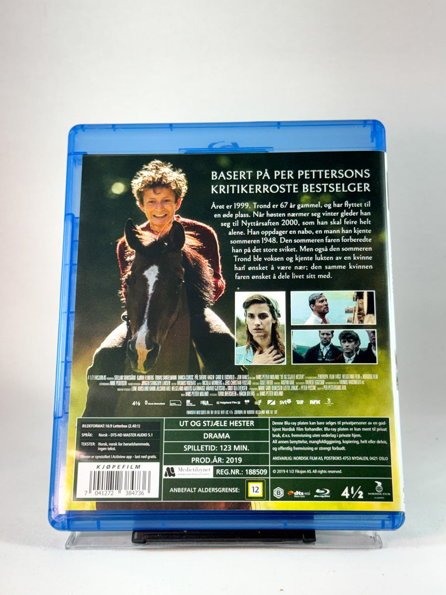 Bakside av cover til Ut og stjæle hester, brukt original Blu-ray hos Brukbar Film