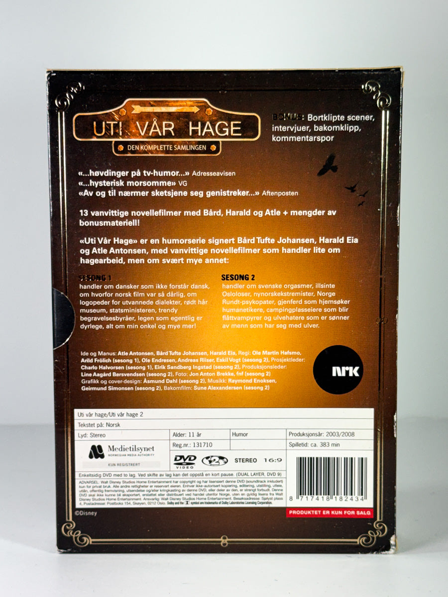 Bakside av cover til Uti vår hage – Den komplette samlingen, bruktfilm på DVD hos Brukbar Film