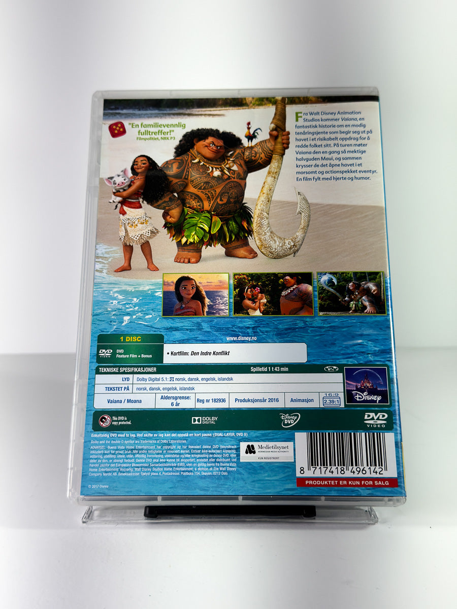 Bakside av cover til Vaiana på DVD