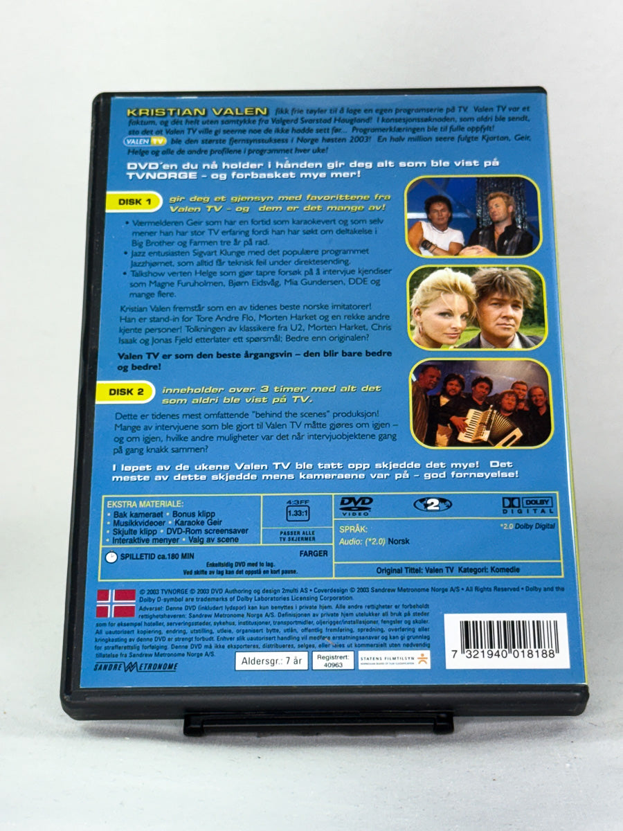 DVD-cover-bakside til filmen Valen TV, brukt DVD hos Brukbar Film