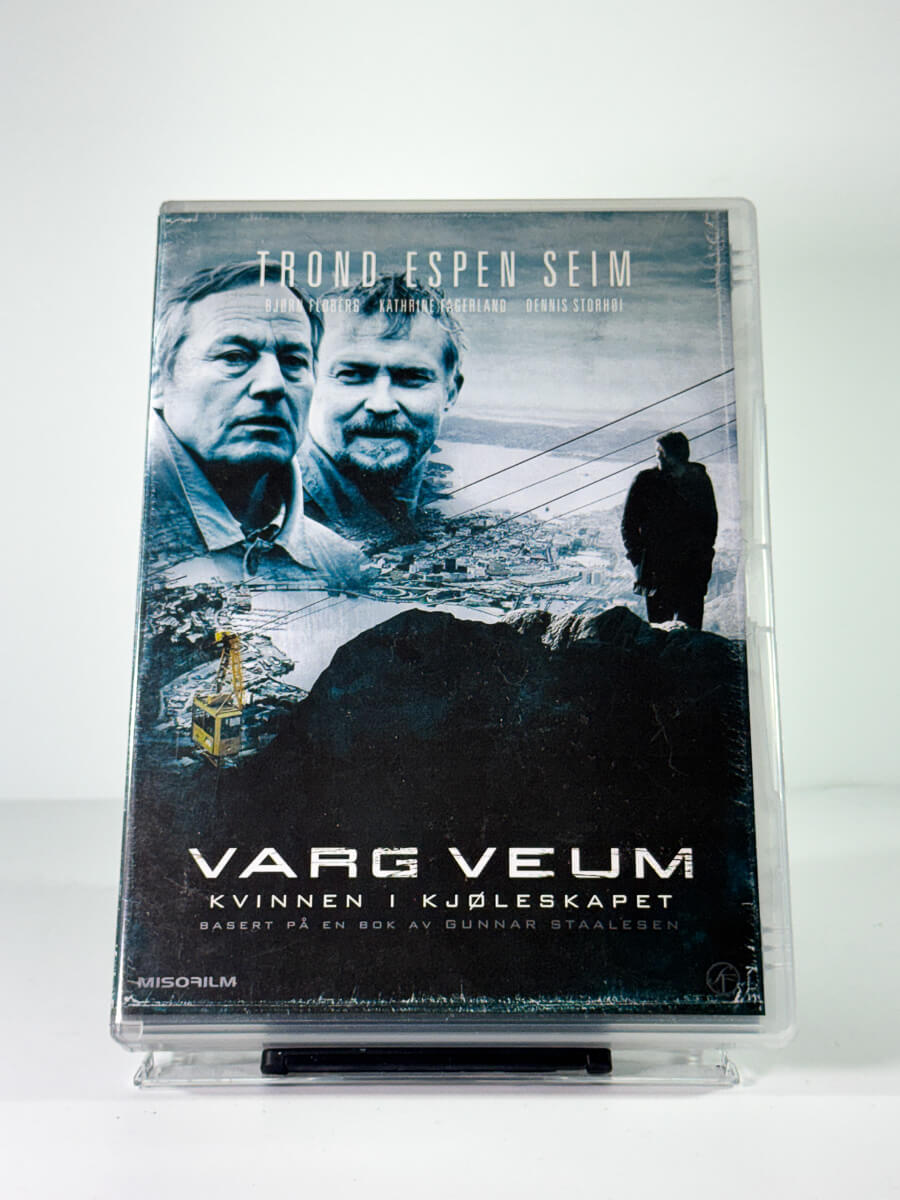 Forside av cover til varg veum kvinnen i kjoleskapet, bruktfilm hos nettbutikken Brukbar Film