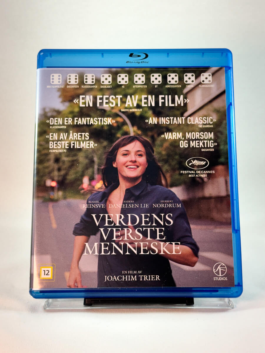 Verdens verste menneske – forside av Blu-ray-cover, norsk prisbelønt drama, bruktfilm hos Brukbar Film