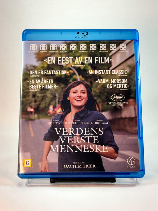 Verdens verste menneske – forside av Blu-ray-cover, norsk prisbelønt drama, bruktfilm hos Brukbar Film