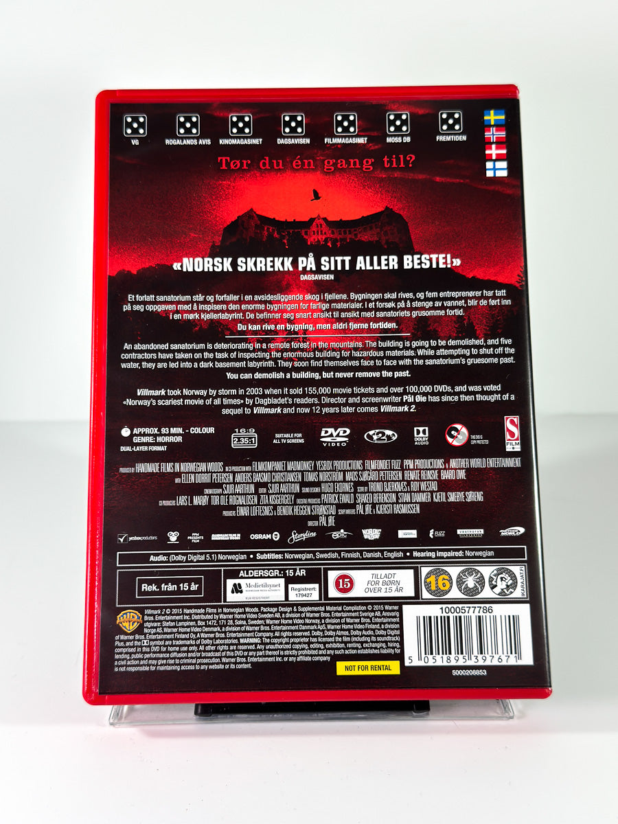 Bakside av cover til Villmark 2, brukt original DVD hos Brukbar Film
