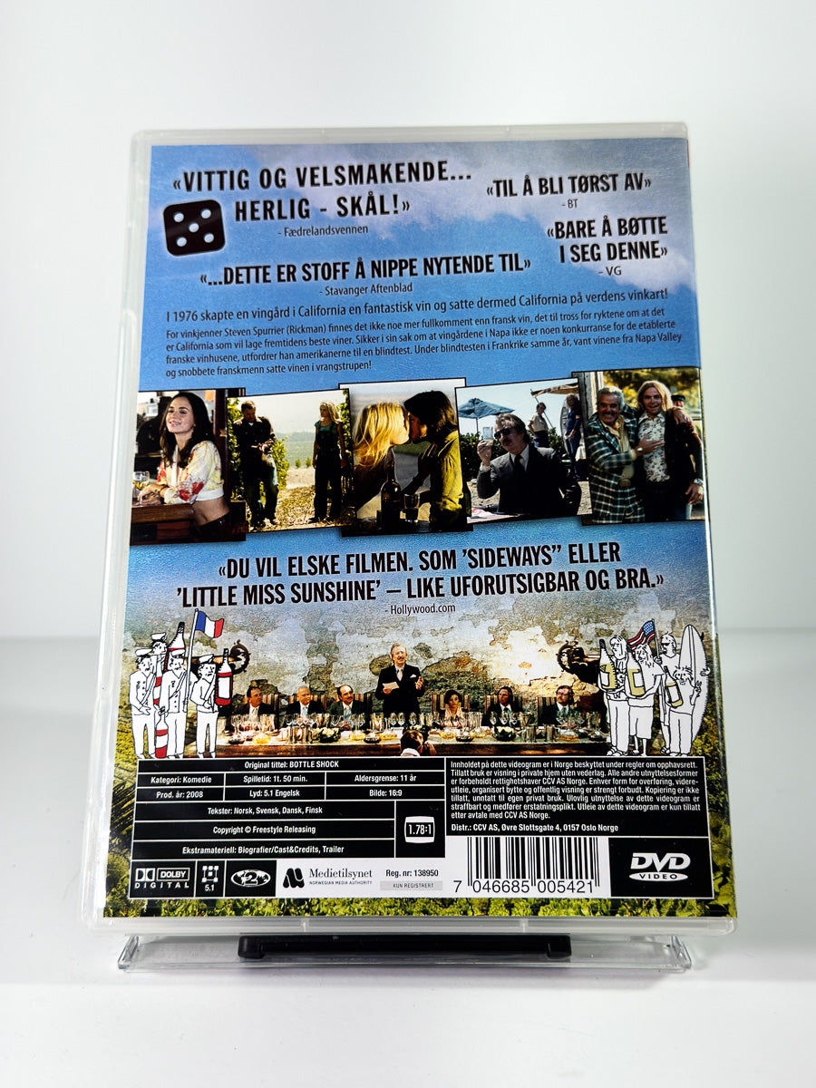 Bakside av cover til Vin i vrangstrupen på DVD hos Brukbar Film