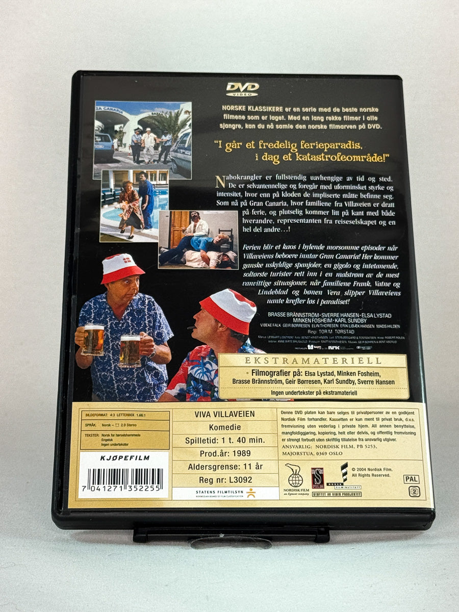 Bakside av cover til Viva Villaveien!, bruktfilm hos nettbutikken Brukbar Film