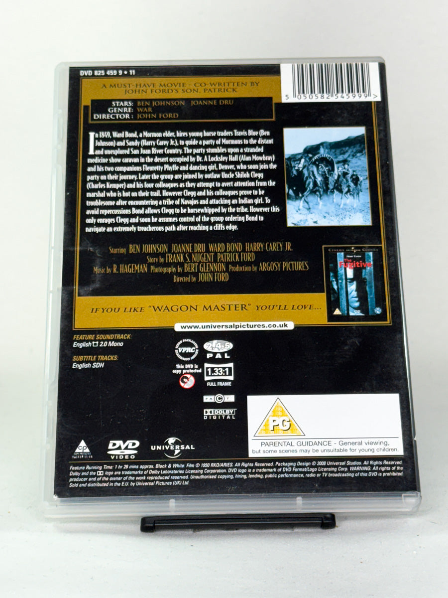 Bakside av Wagon Master DVD-cover – brukt klassisk westernfilm tilgjengelig hos Brukbar Film