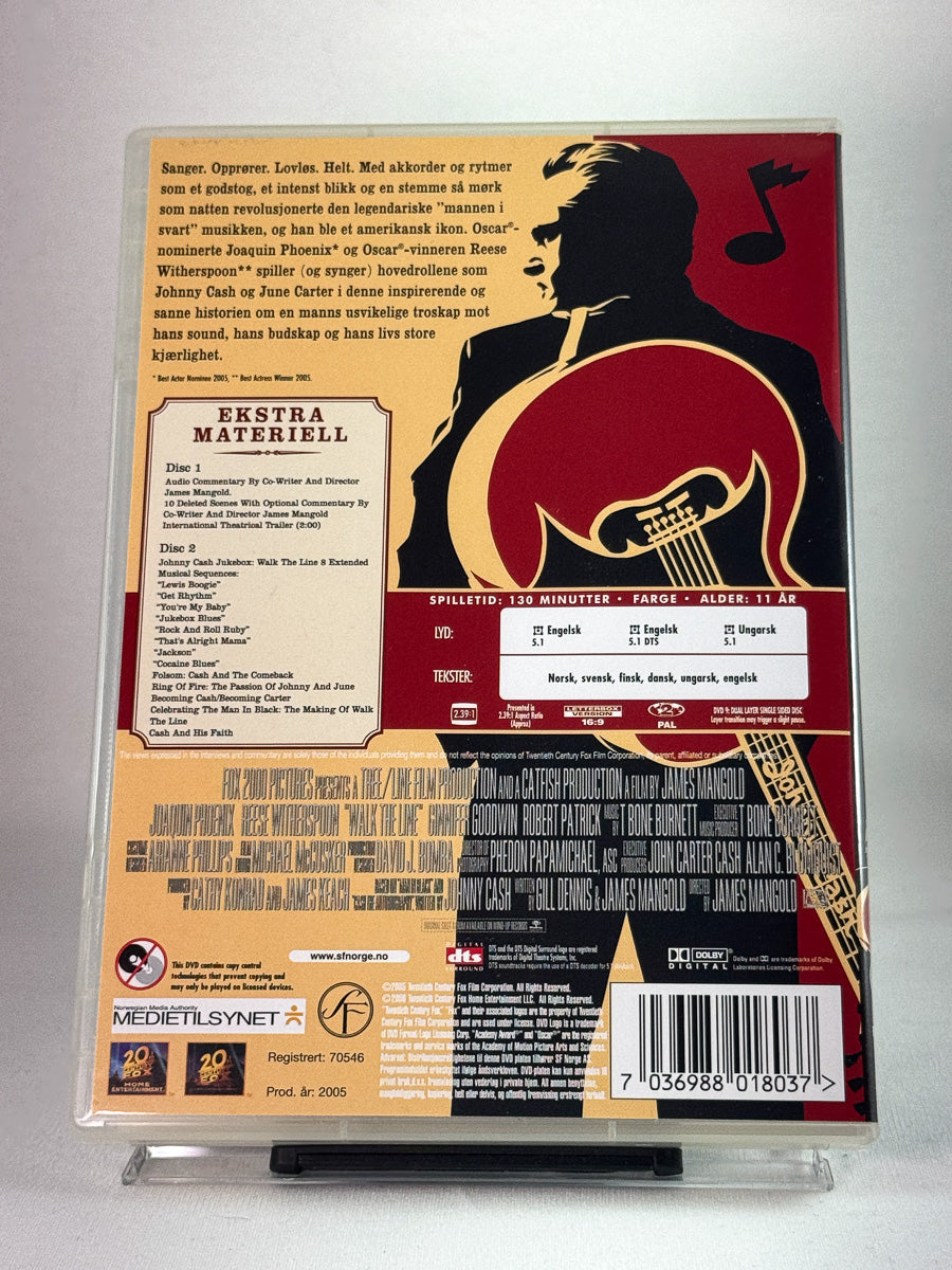 Bakside av DVD-cover til filmen Walk the Line, bruktfilm hos Brukbar Film