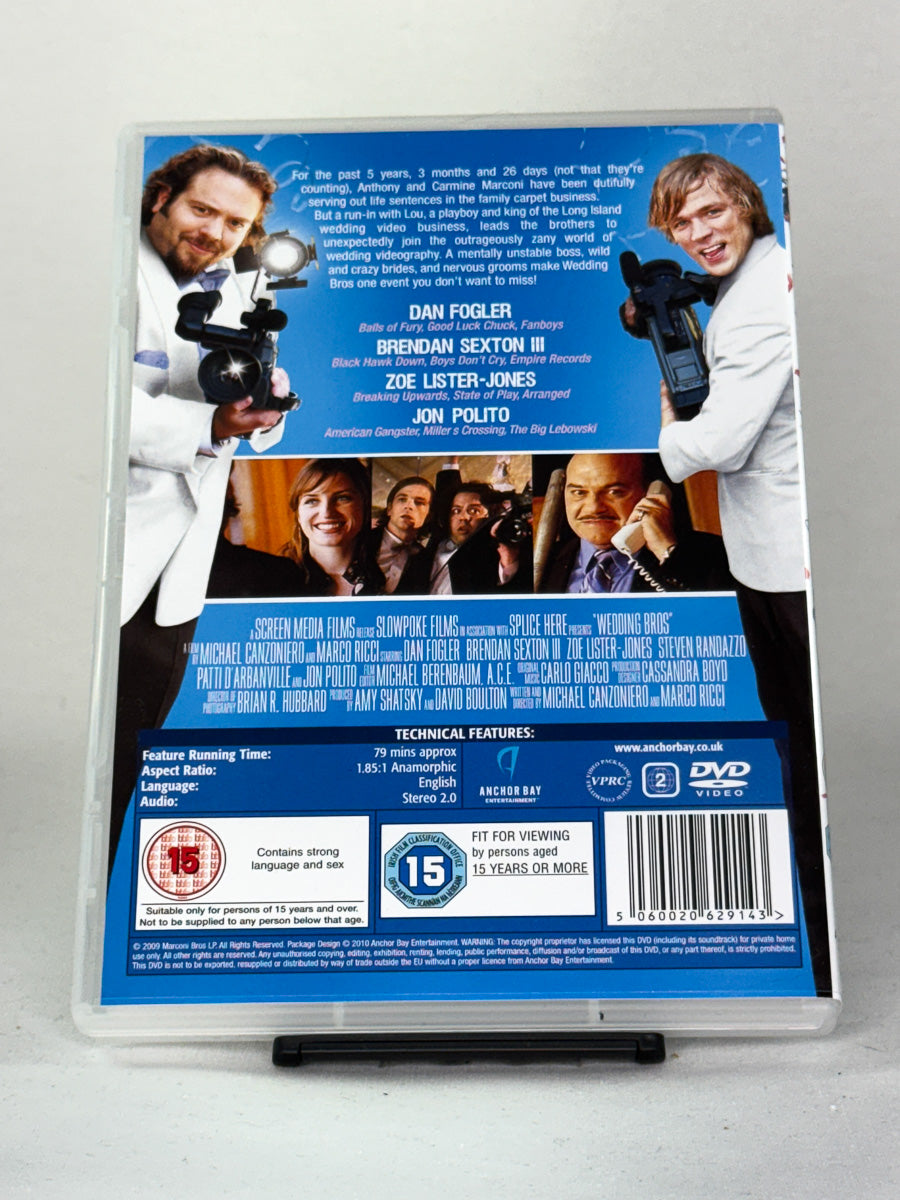 DVD-cover for filmen Wedding Bros, bakside brukt DVD hos Brukbar Film