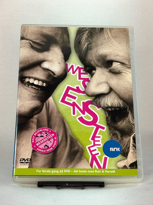 Forside av DVD-cover til Wesensteen – for første gang på DVD med det beste fra Rolv Wesenlund og Harald Heide-Steen Jr., brukt norsk humorutgivelse på DVD hos Brukbar Film.