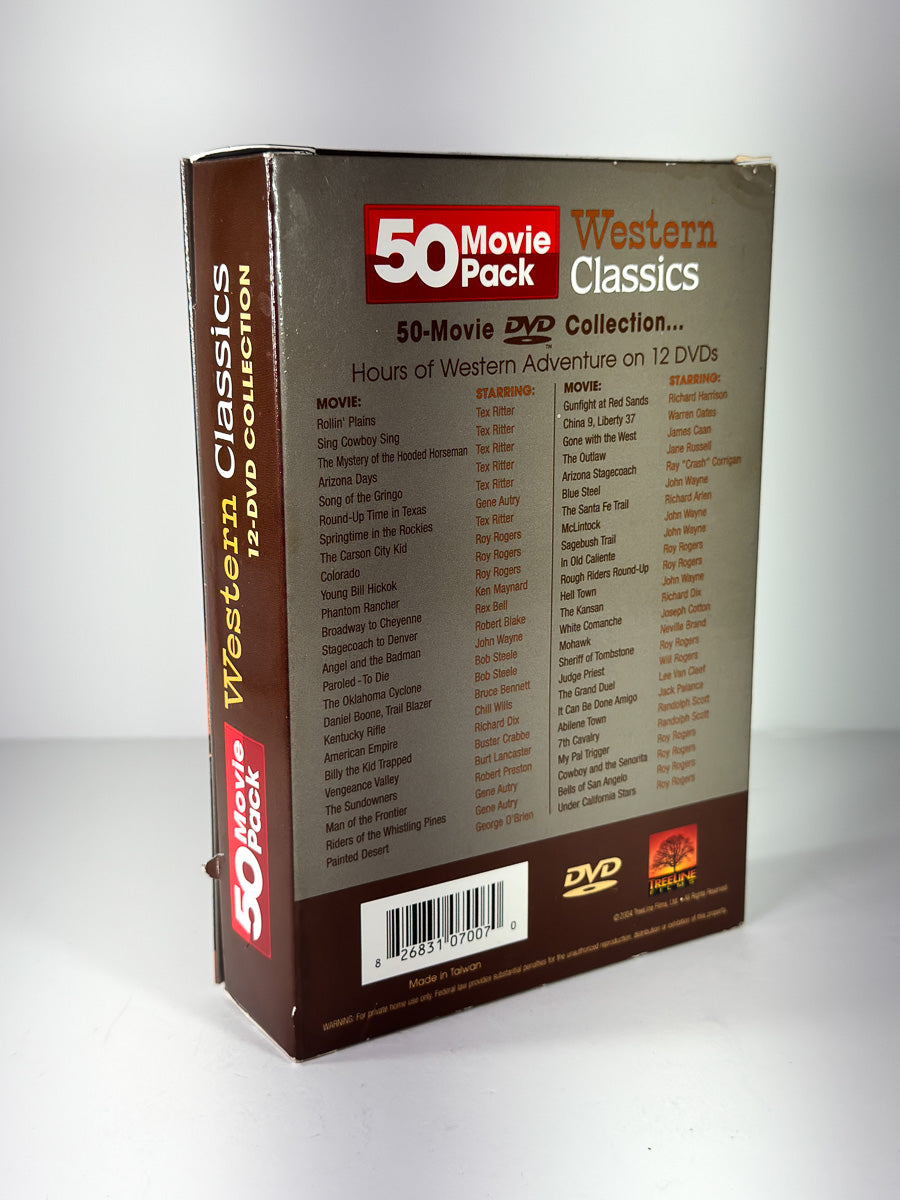 Bakside av cover til Western Classics: 50 Movie Pack på DVD