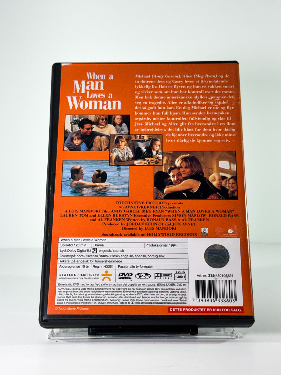 Bakside av cover til when a man loves a woman, brukt DVD hos Brukbar Film