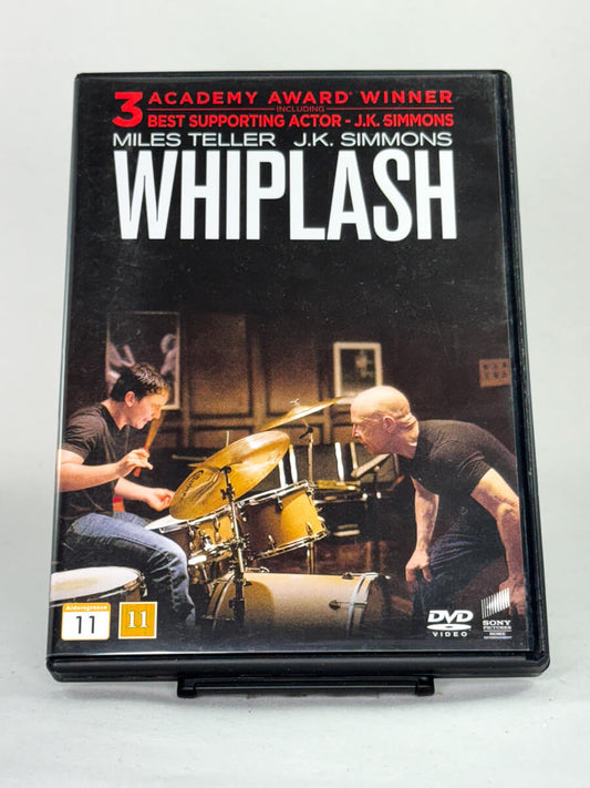DVD-cover for filmen Whiplash, forside bruktfilm hos nettbutikken Brukbar Film