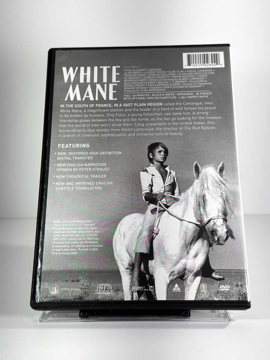 Bakside av cover til White Mane på DVD