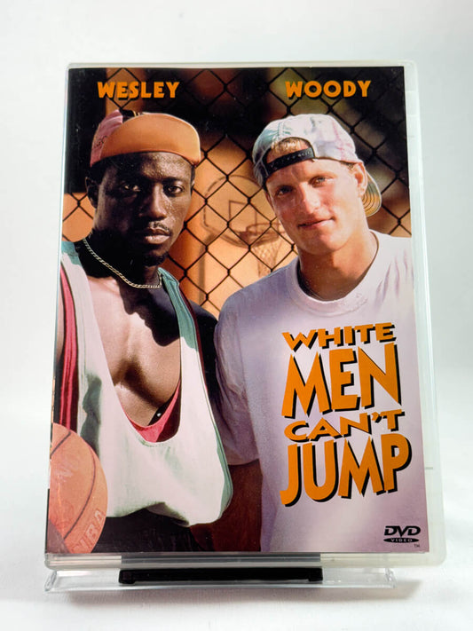 Forside av cover til White Men Can’t Jump, bruktfilm på DVD hos Brukbar Film