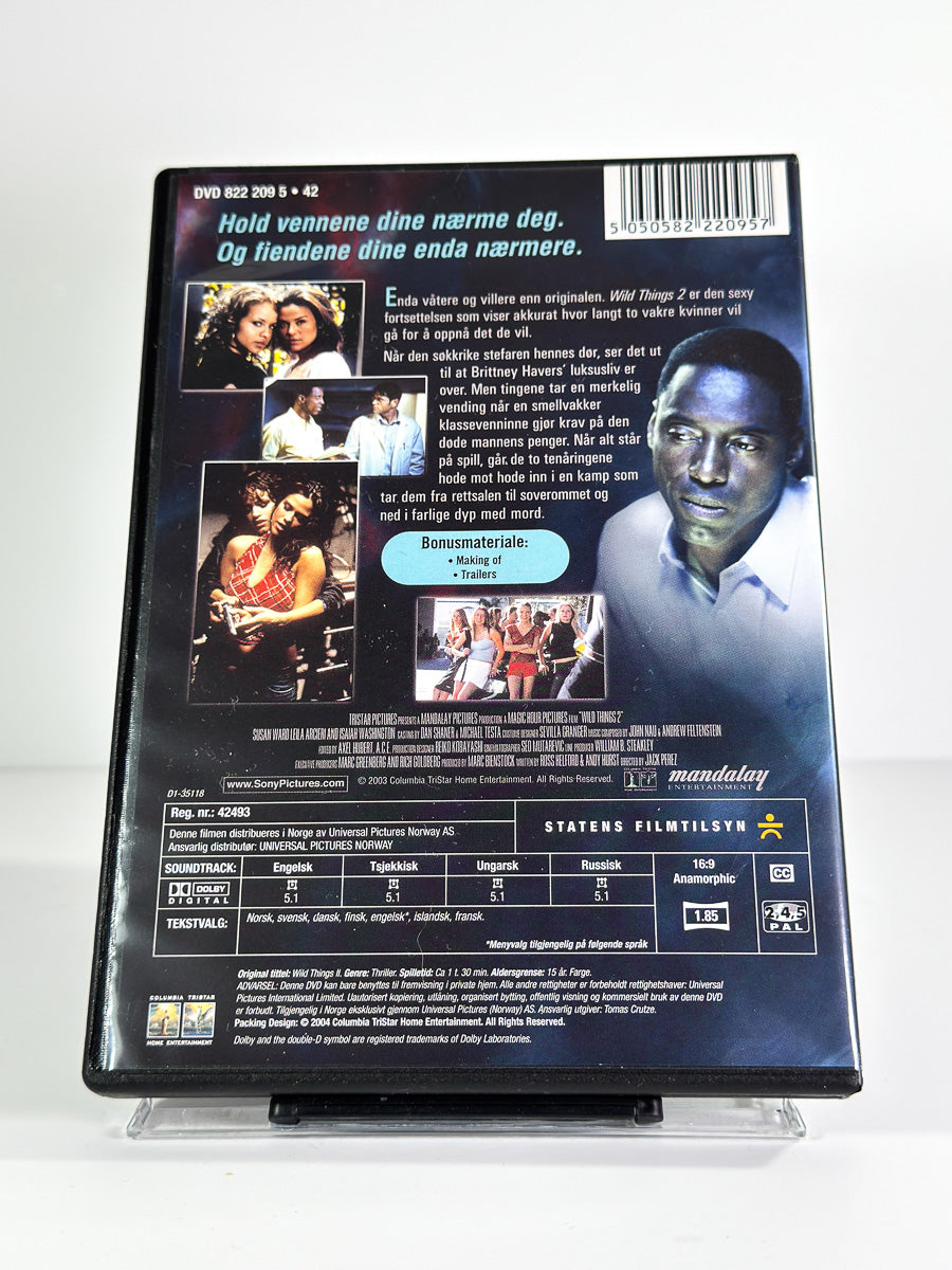 Bakside av cover til Wild Things 2 på DVD